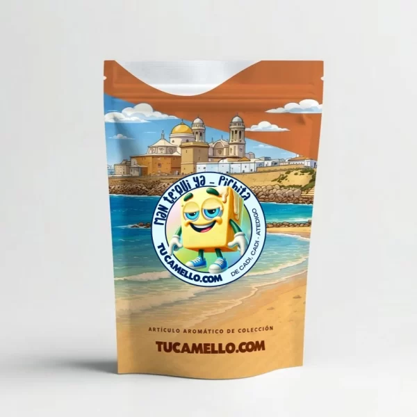 Packaging de resina Man te'qui ya con CBD 30.32% vendido por tucamello.com.