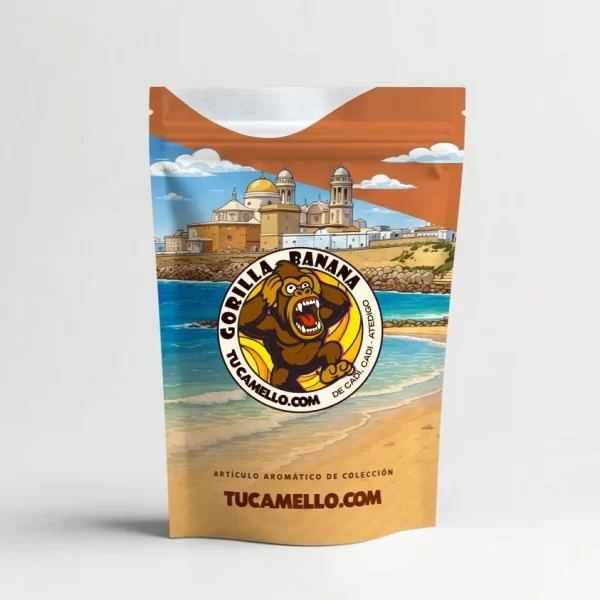 Packaging de resina Gorilla Banana con CBD 23.80% vendido por tucamello.com.