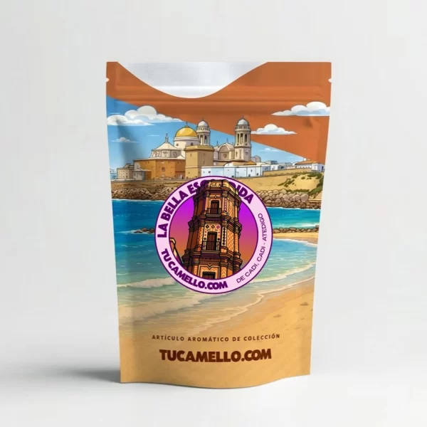 Packaging de resina Bella Escondida con CBD 13.09%, CBDA 2.20% vendido por tucamello.com.