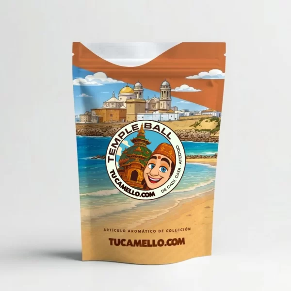 Packaging de resina Temple Ball con CBD 8.50% vendido por tucamello.com.