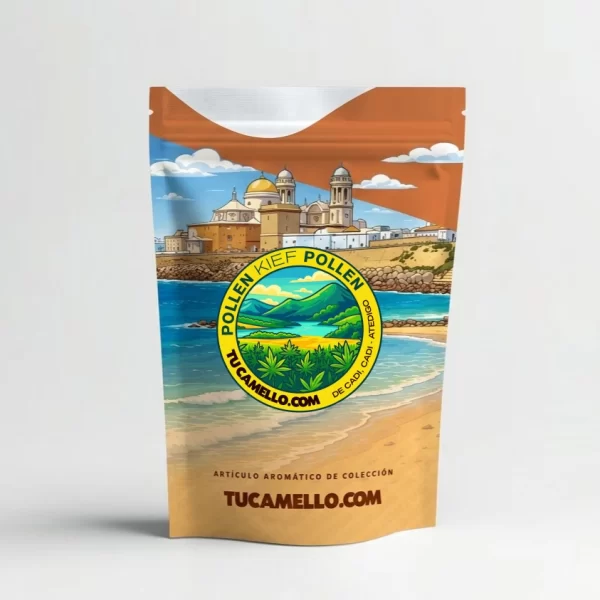 Packaging de resina Pollen Kief con CBG 16.70% vendido por tucamello.com.